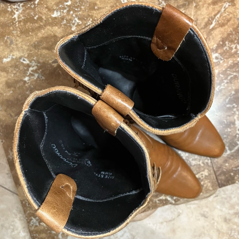 Durango | Fringed Leather Western Boots w/ J Snip Toe - Picture 9 of 13